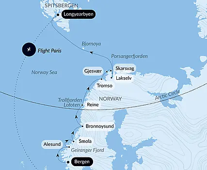 Your itinerary - Coastal Wonders of the Norwegian Coast and Midnight Sun