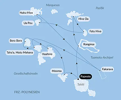 Marquesas, Tuamotu und Gesellschaftsinseln