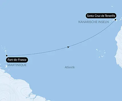 Reiseroute - Ozean-Kreuzfahrt: Fort de France - Santa Cruz de Tenerife