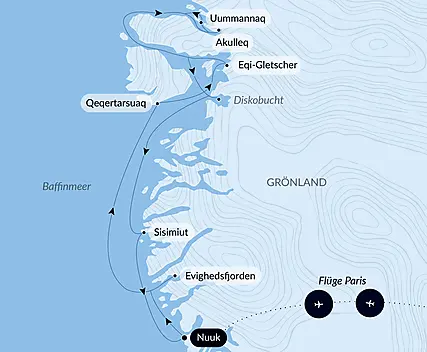 Diskobucht und Inuit-Dörfer