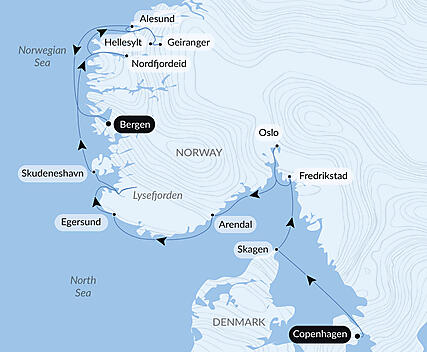 Scandinavian cities and Norwegian fjords