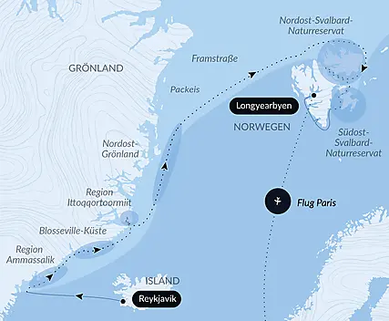 Im arktischen Eis von Grönland nach Spitzbergen