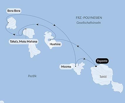 Reiseroute - Tahiti und Gesellschaftsinseln 