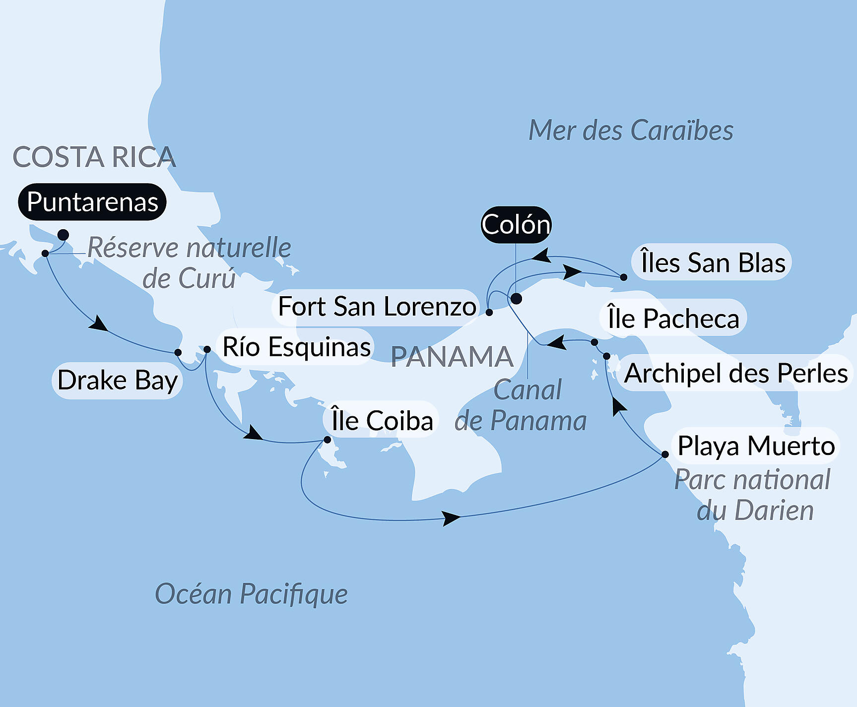Secrets of Central America Itinerary Map