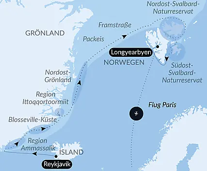 Im arktischen Eis von Grönland nach Spitzbergen