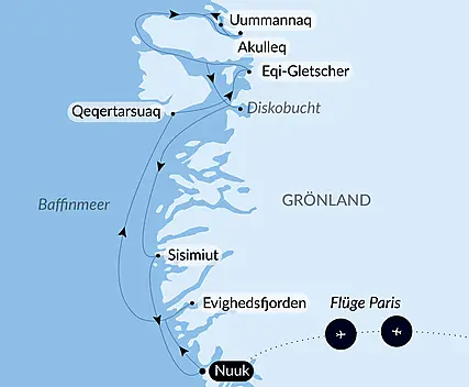 Diskobucht und Inuit-Dörfer
