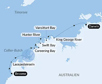 Reiseroute - Unentdeckte Schätze Australiens