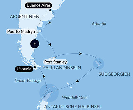 Abenteuer durch das Südpolarmeer bis zur Halbinsel Valdés