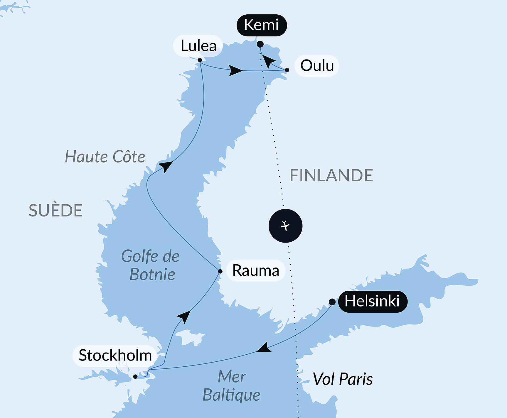 The Gulf of Bothnia, at the Gateway to the Arctic Itinerary Map