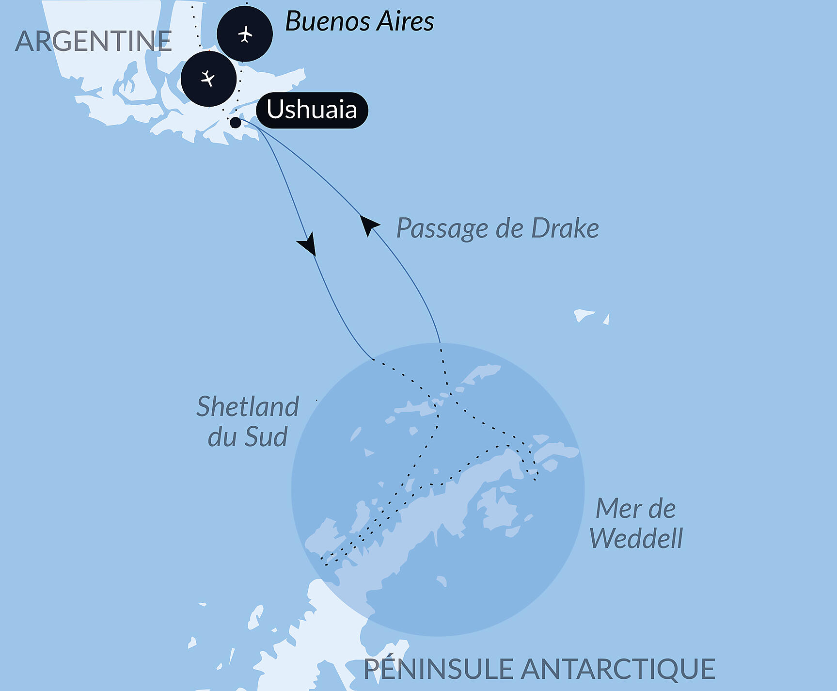 Emblematic Antarctica Itinerary Map