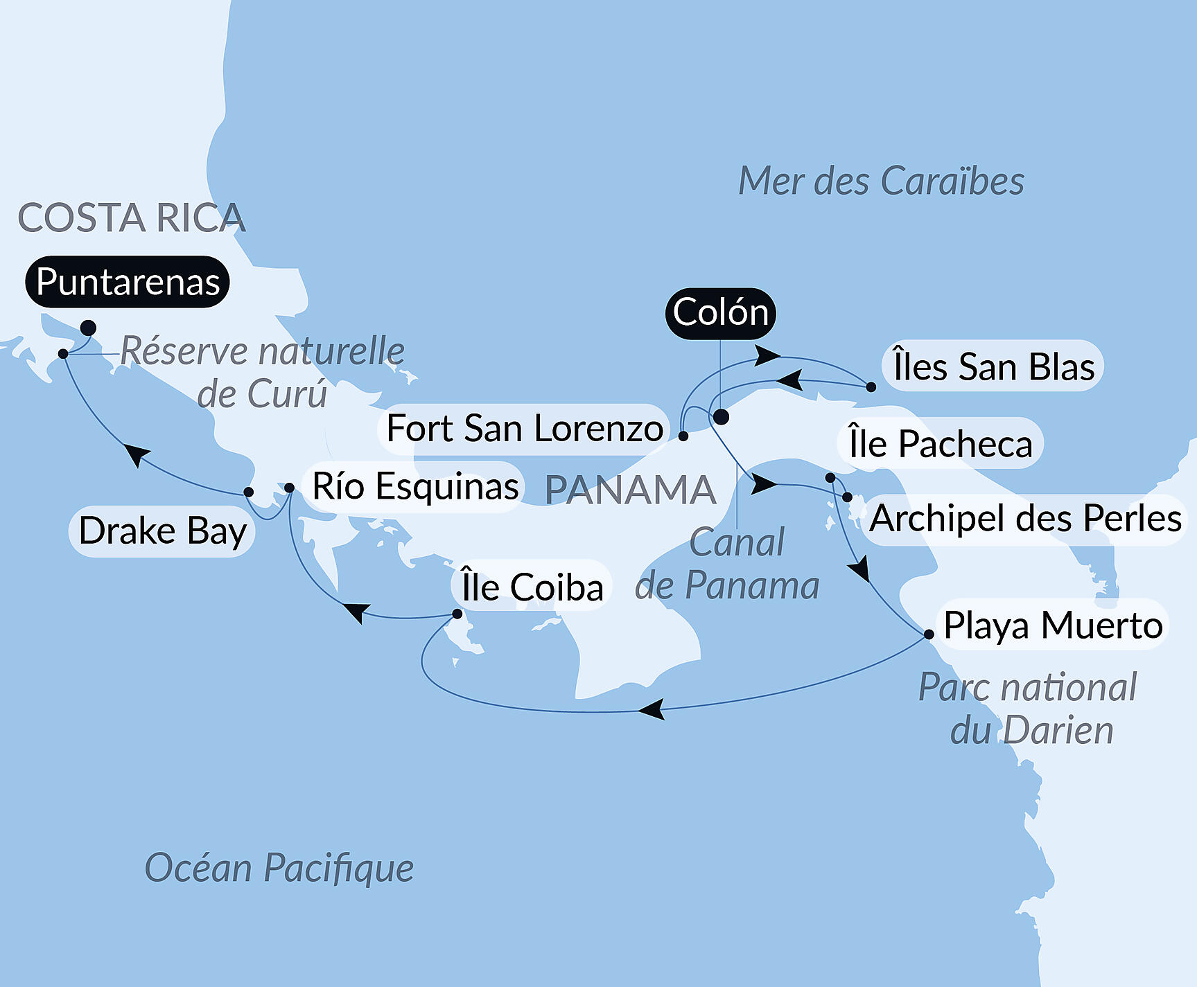 Secrets of Central America Itinerary Map