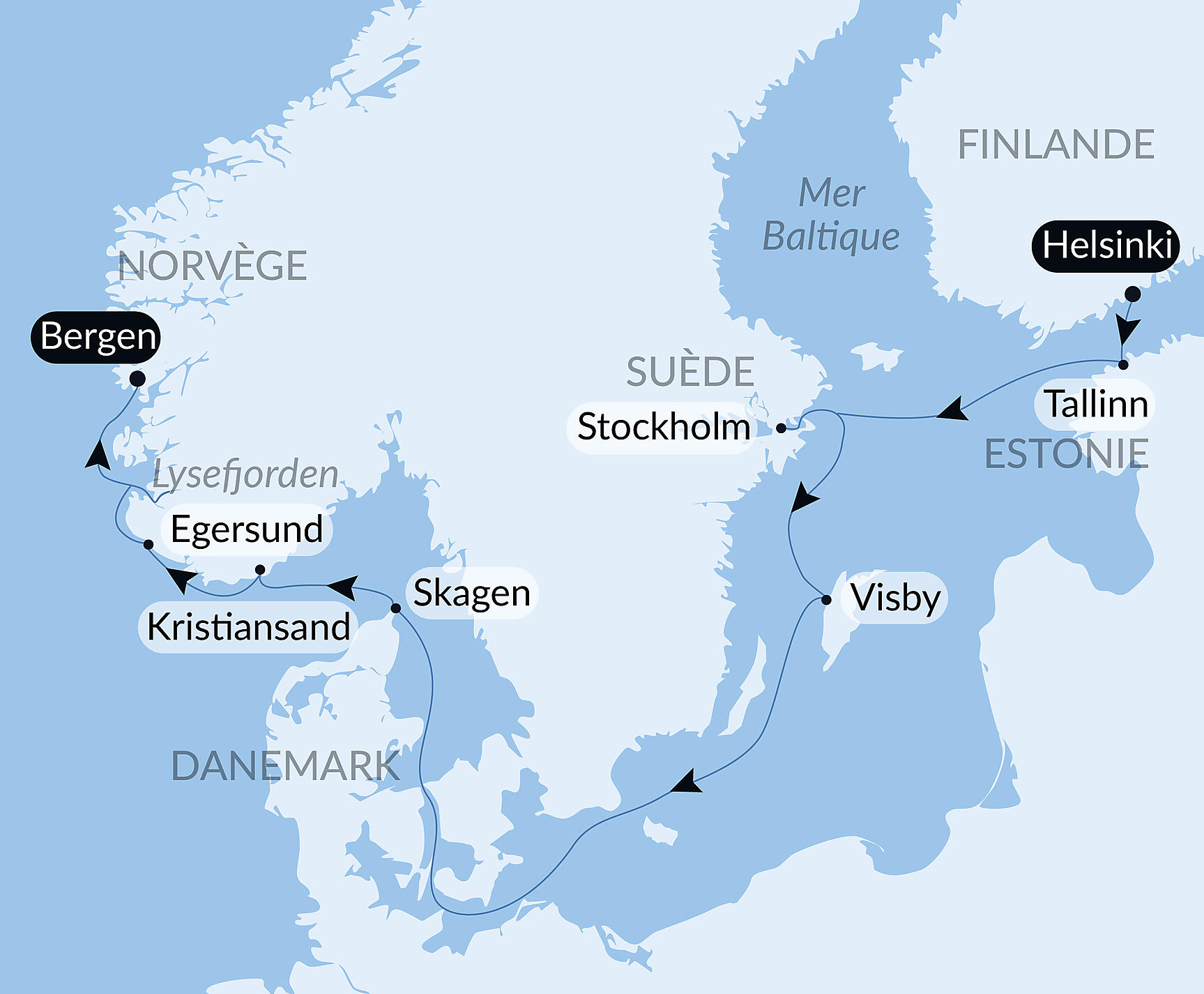 Jazz festival, from the Baltic to the North Sea Itinerary Map