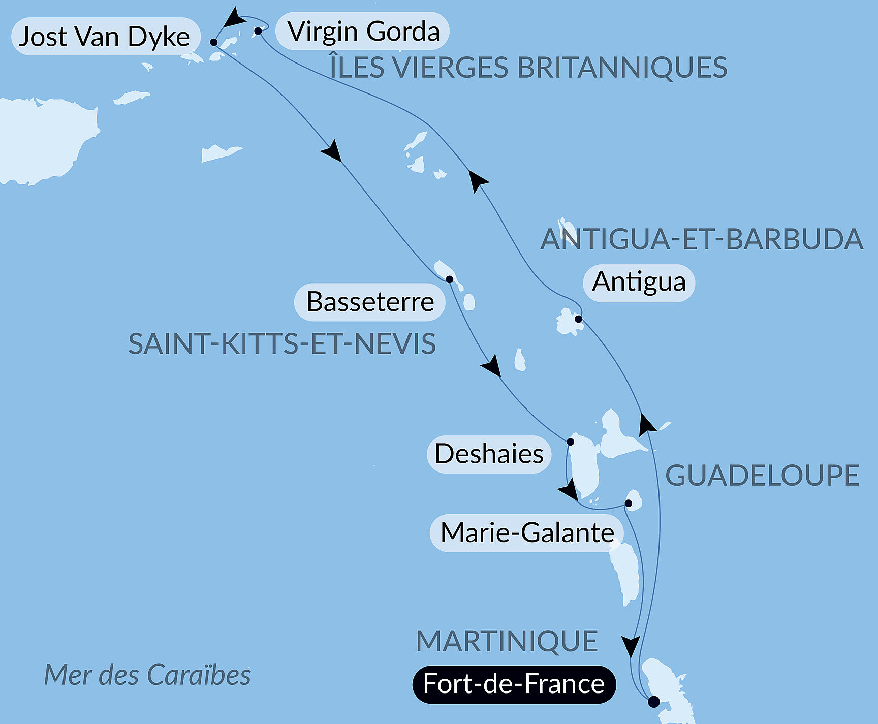 Wonders of the Caribbean Itinerary Map