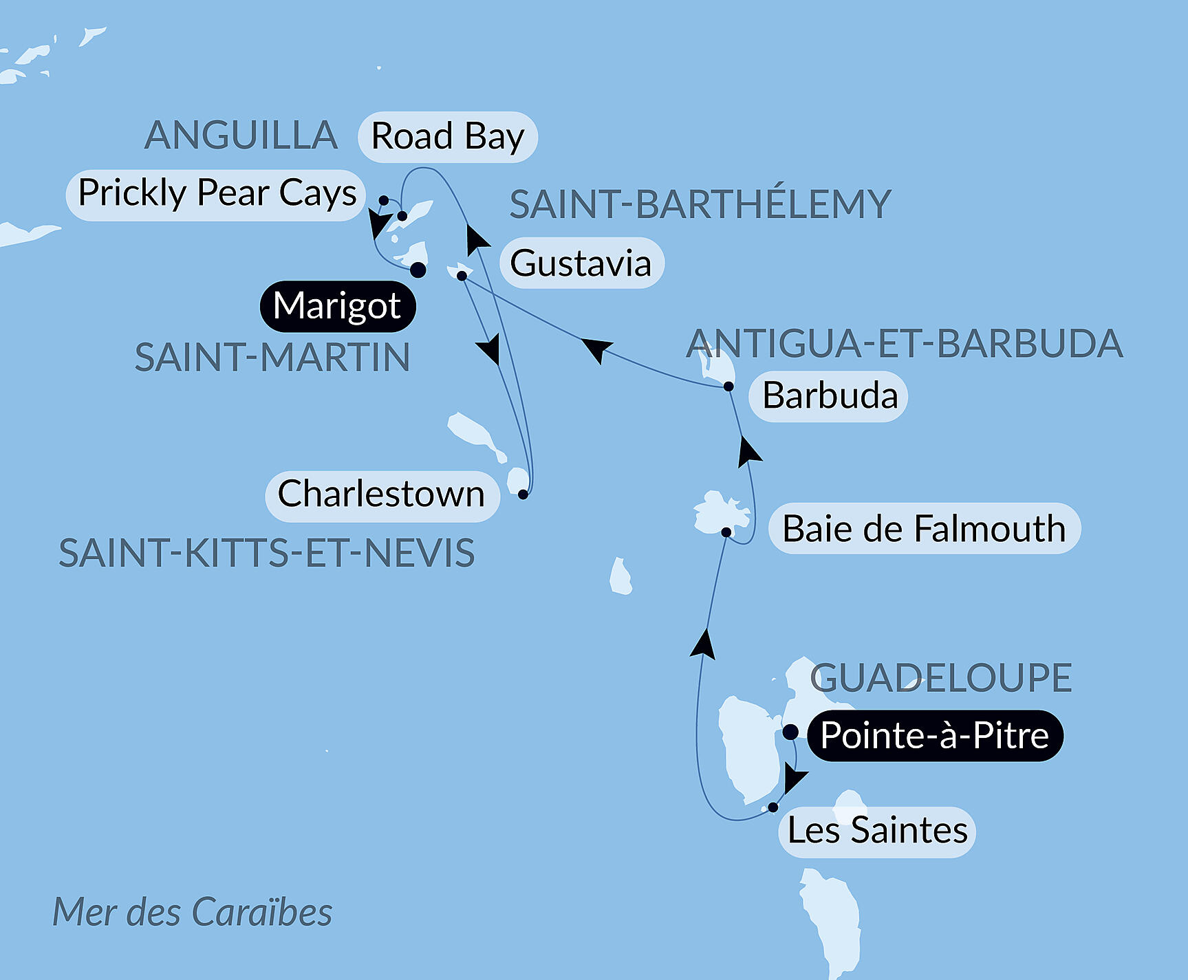 History and culture visiting Caribbean jewels Itinerary Map