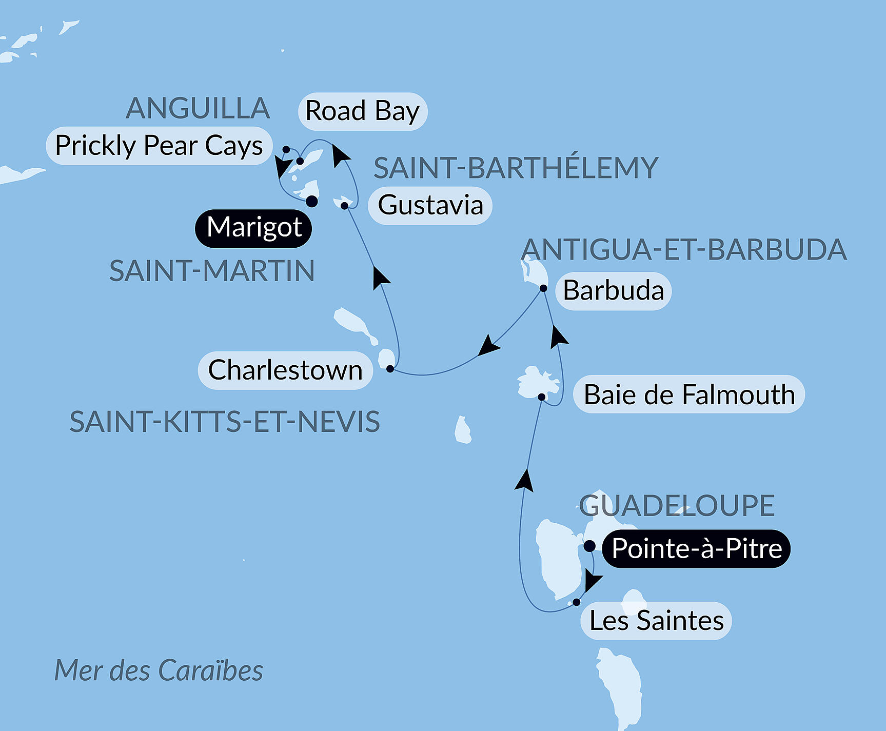 History and culture visiting Caribbean jewels Itinerary Map