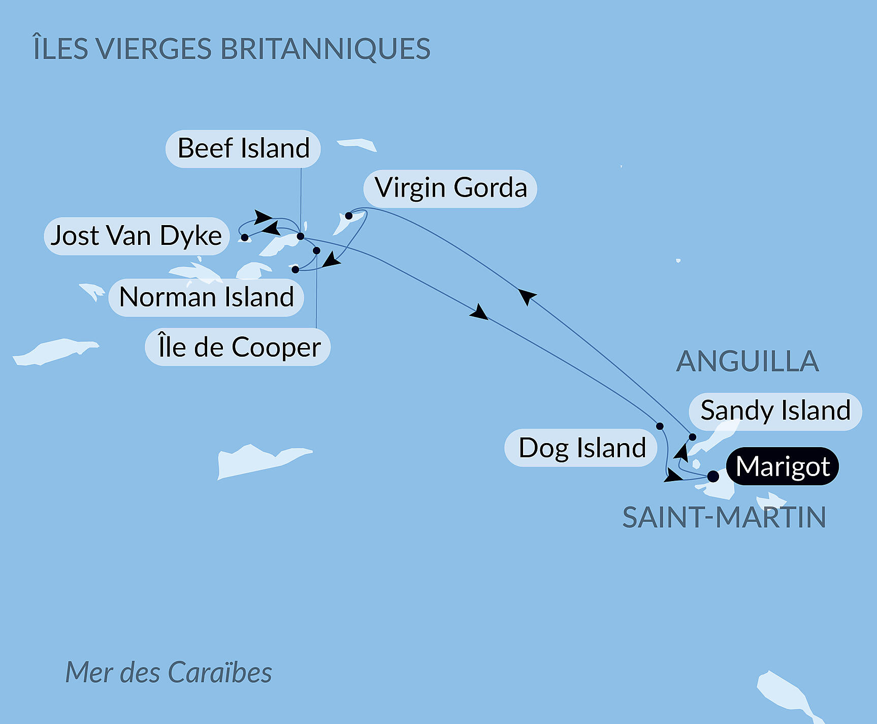 Reverie under sail in the heart of the Lesser Antilles Itinerary Map