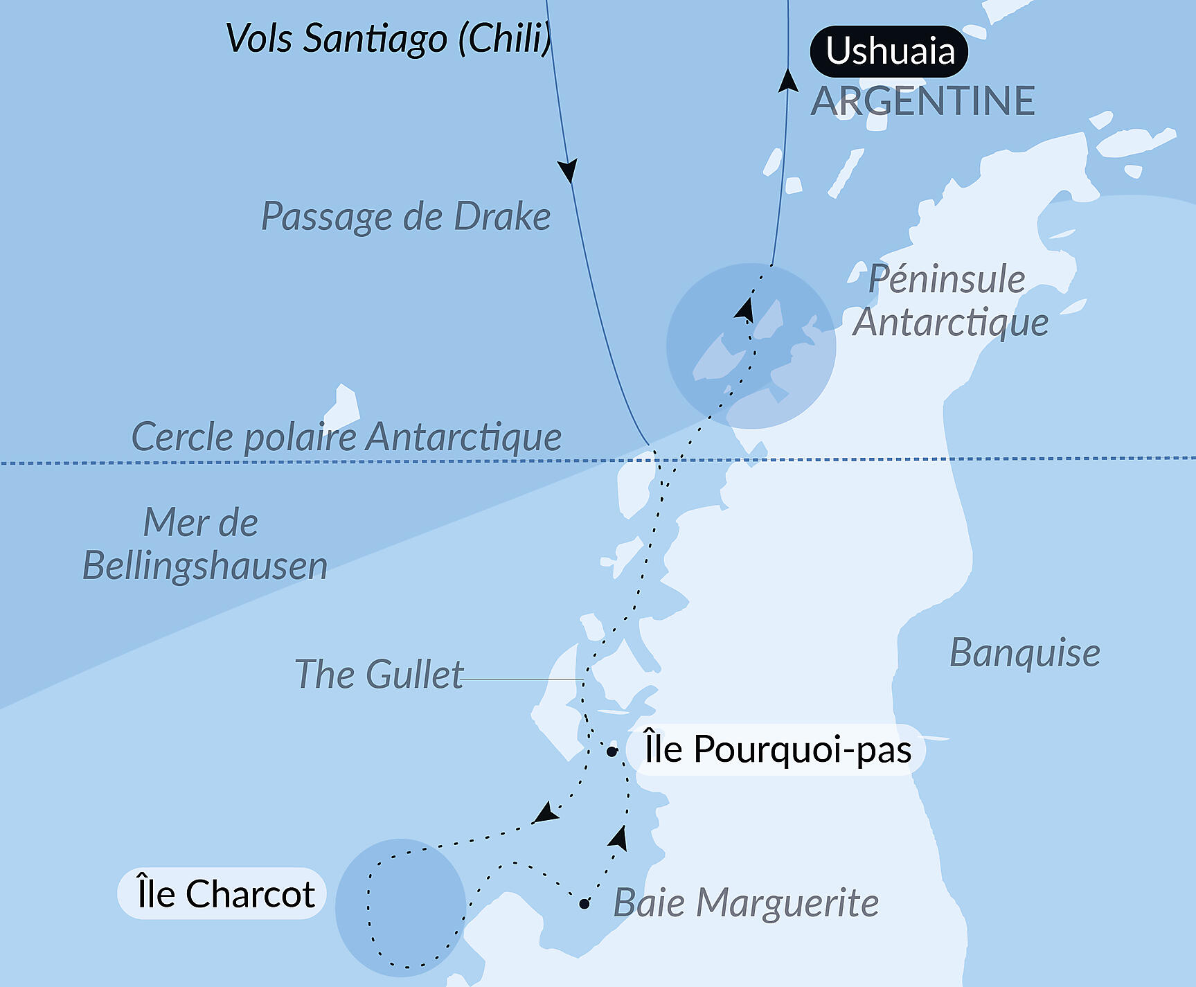 Beyond the Antarctic Circle – In the Wake of Jean-Baptiste Charcot Itinerary Map