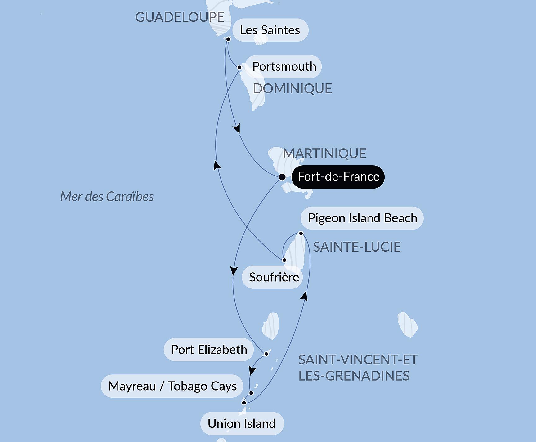 Pearls of the Caribbean Itinerary Map