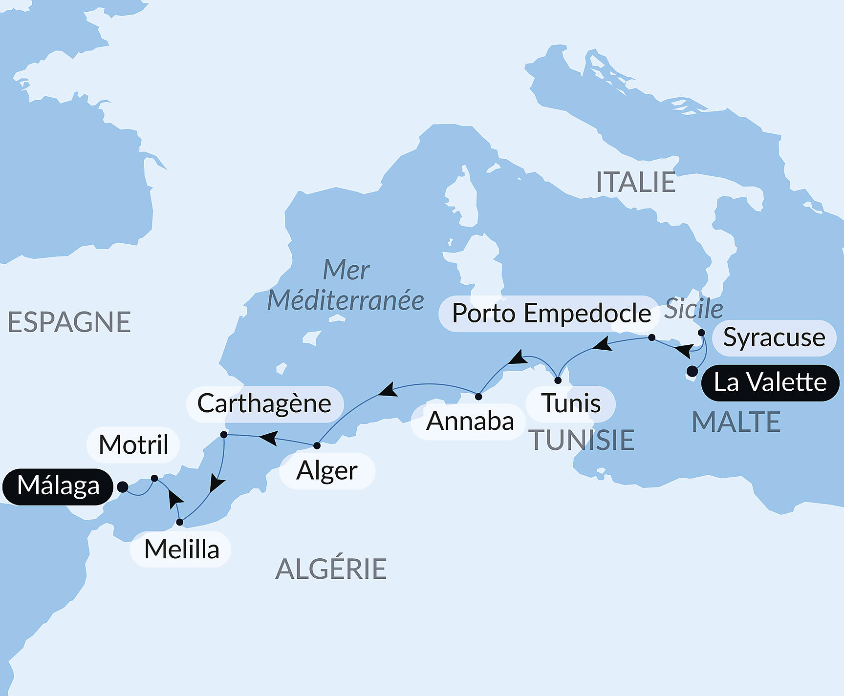 Ancient shores of the Mediterranean Itinerary Map