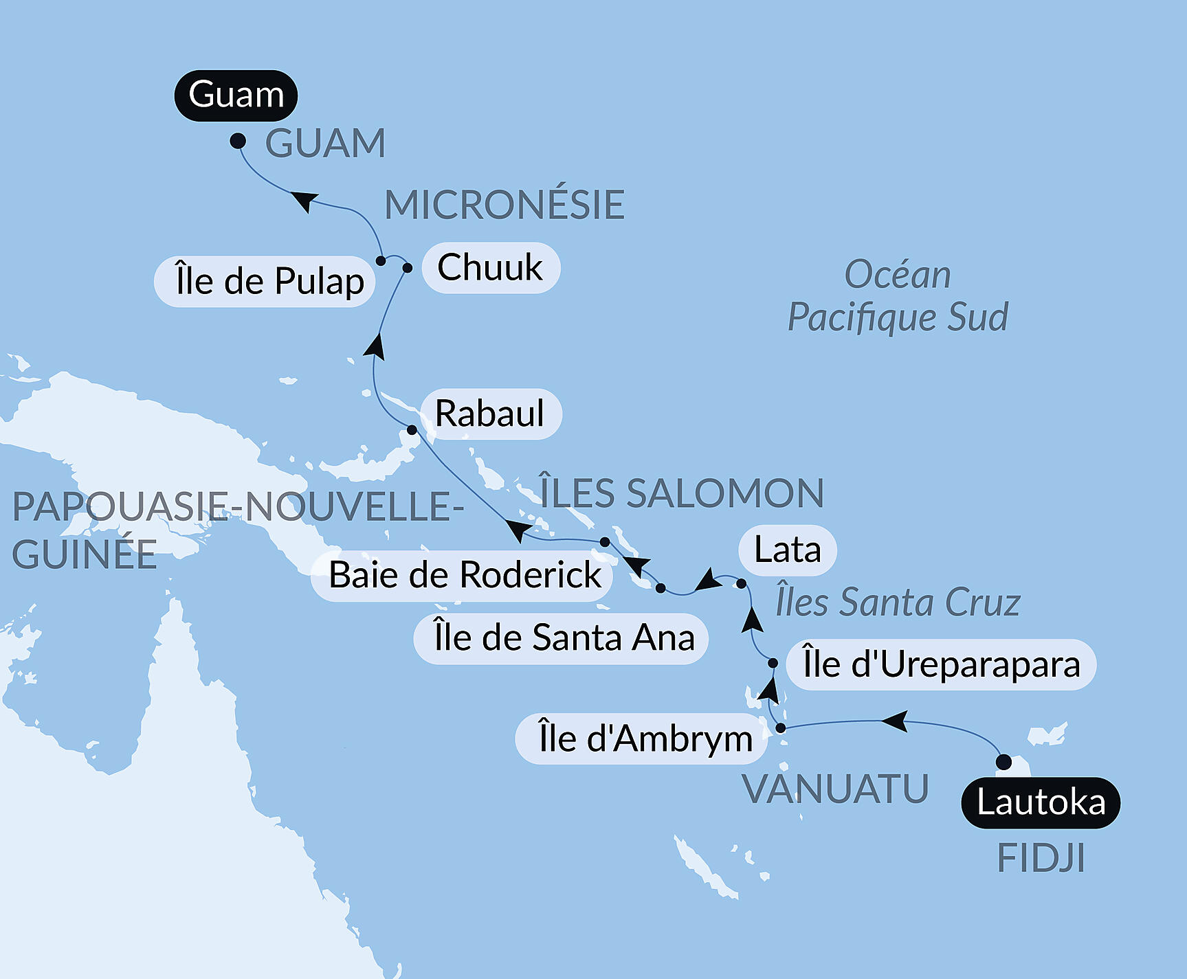 From Fiji to Micronesia Itinerary Map