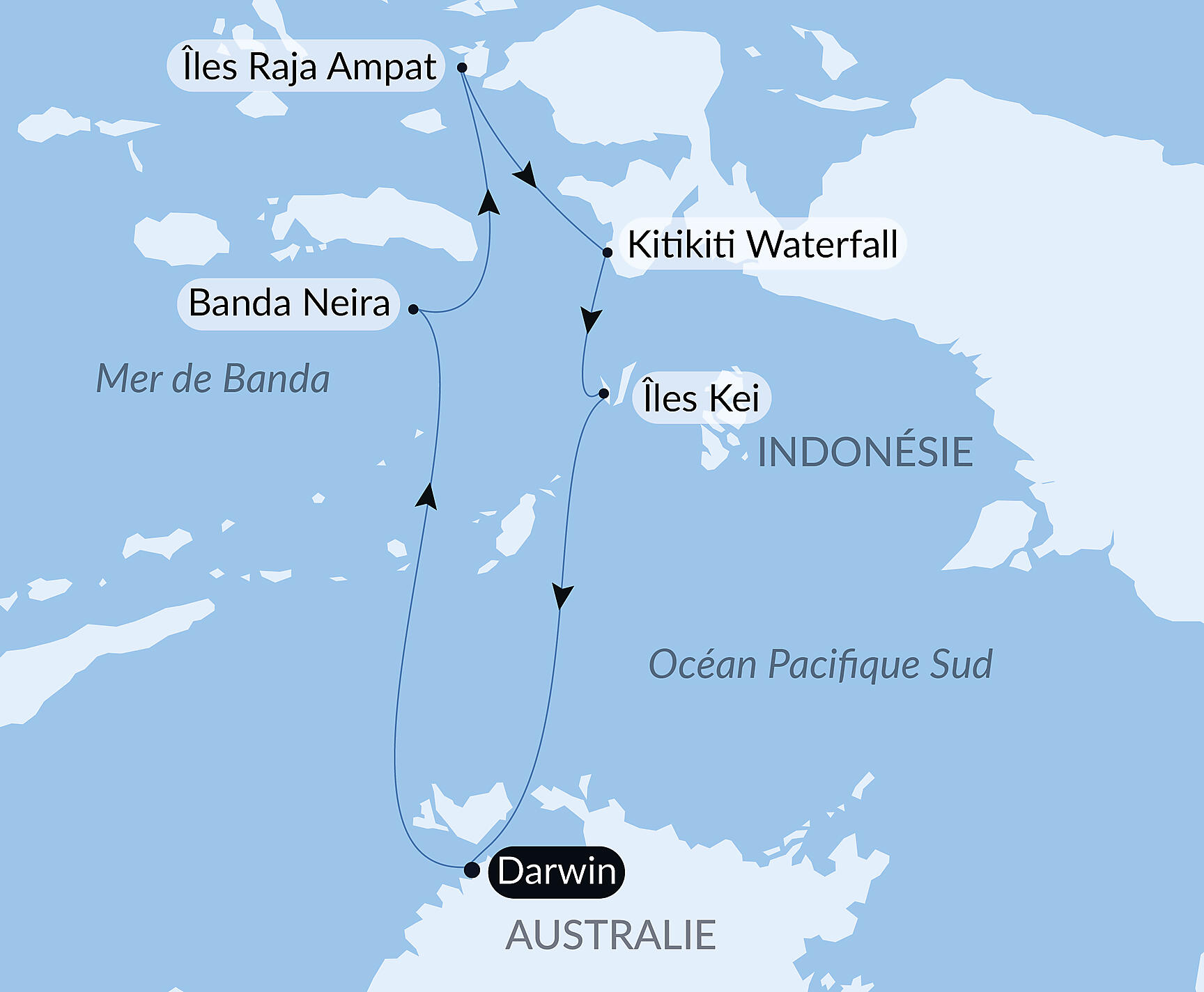 Raja Ampat and the Spice Islands Itinerary Map